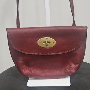Mulberry Burgundy Leather Crossbody with Gold Turn-Lock